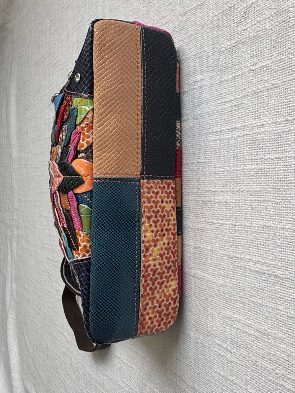 Multicolor Patchwork Shoulder Bag Colors Vary Dressy Unique - Picture 3 of 10
